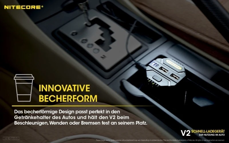 Nitecore V2 KFZ Ladegerät für Li-Ion und NIMH Akkus