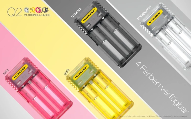 RESTPOSTEN Nitecore Q2- Schnelladegerät für Li-Ion Akkus - 4 Farben zur Auswahl
