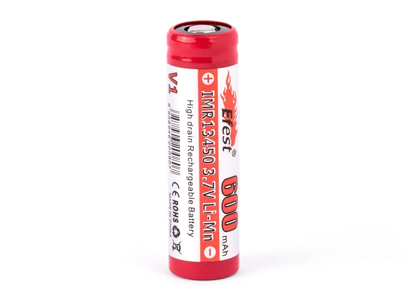 Efest IMR 13450 600mAh 3,6V - 3,7V Li-Ion-Akku (Pluspol flach)