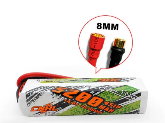 CNHL Racing Series 4S 5200mAh 14,8V 90C 8,0 mm Rundstecker Lipo Akku