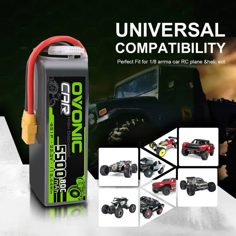 Ovonic Car 6S 5500mAh 80C 22,2V XT90 RC Car Airplane Heli LiPo Akku