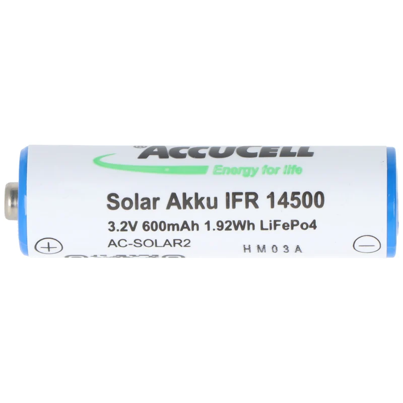 AccuCell 3,2V IFR 14500 AA 600mAh LiFePo4 ungeschützt