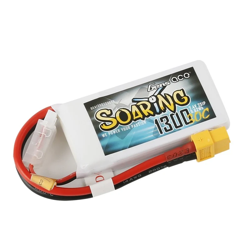 Gens Ace Soaring 1300mAh 7,4V 30C 2S1P Lipo Akkupack mit XT60 Stecker