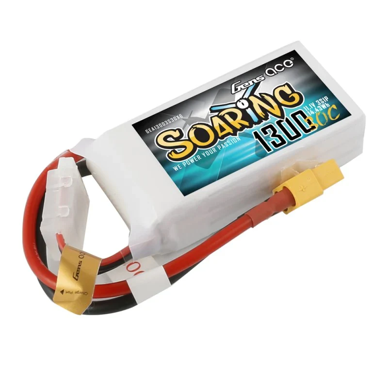 Gens Ace Soaring 1300mAh 11.1V 30C 3S1P Lipo Akkupack mit XT60 Stecker