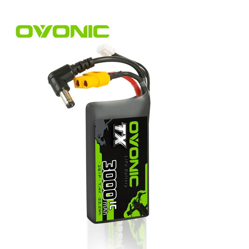 Ovonic 2S 3000mAh 1C 7,4V DC-5521 & XT60 LiPo für Fatshark FPV-Brille