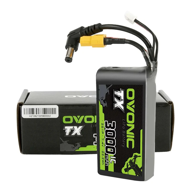 Ovonic 2S 3000mAh 1C 7,4V DC-5521 & XT60 LiPo für Fatshark FPV-Brille