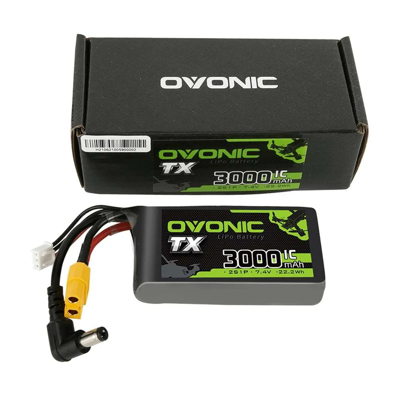 Ovonic 2S 3000mAh 1C 7,4V DC-5521 & XT60 LiPo für Fatshark FPV-Brille