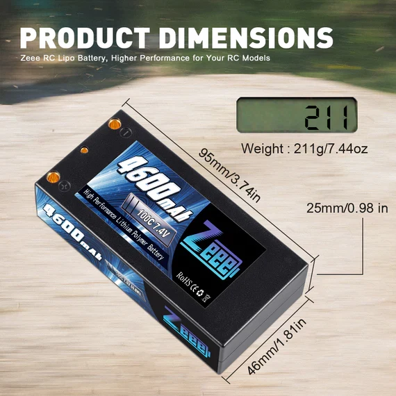 Zeee 2S 4600mAh 7,4V 100C Hardcase 4mm Bullet Deans Shorty Lipo Akku