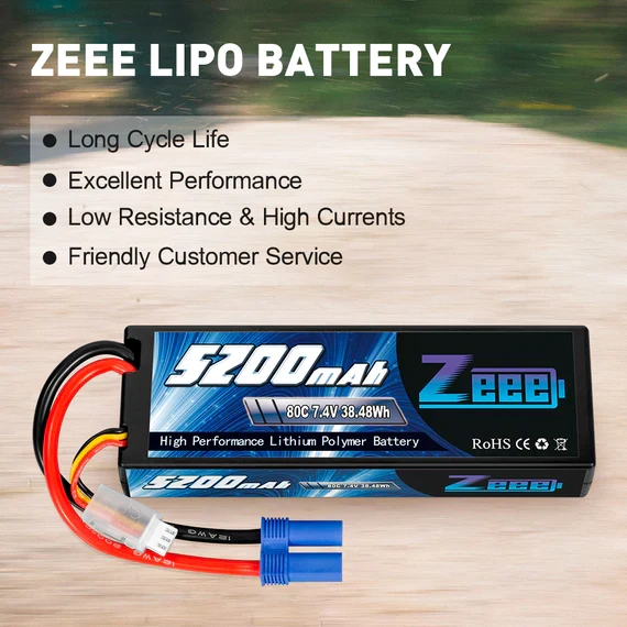 Zeee 2S 5200mAh 7,4V 80C Hardcase EC5 (2 Stück)