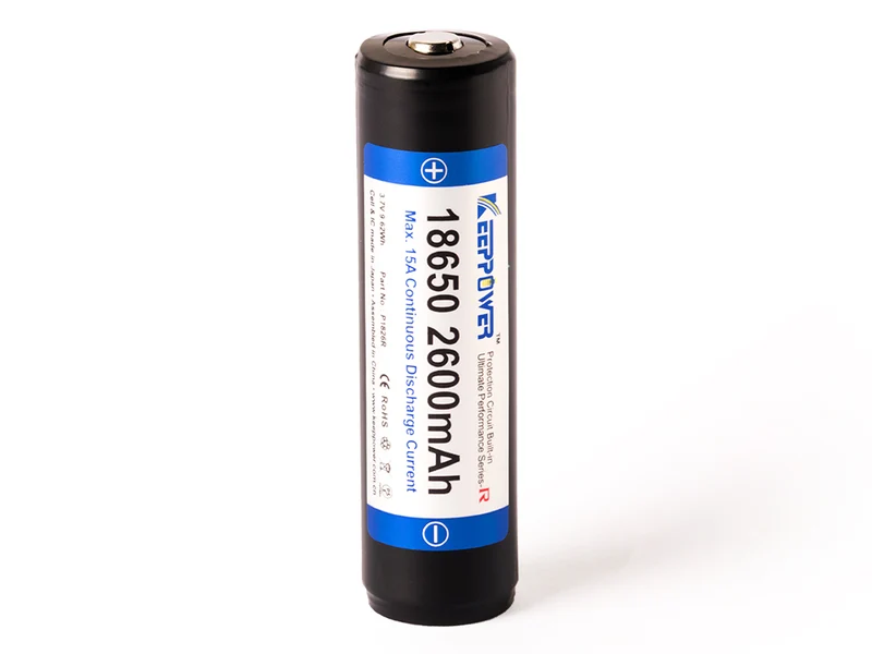 Keeppower R 18650 2600mAh 3,6V - 3,7V Li-Ion-Akku geschützt (Pluspol erhöht)