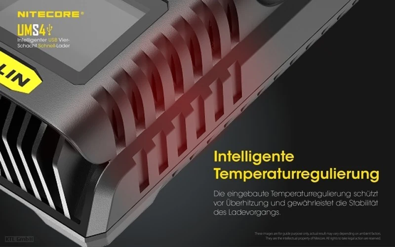 Nitecore UMS4 - intelligentes Ladegerät für Li-Ion, LiFePo4, Ni-MH, Ni-CD Akkus