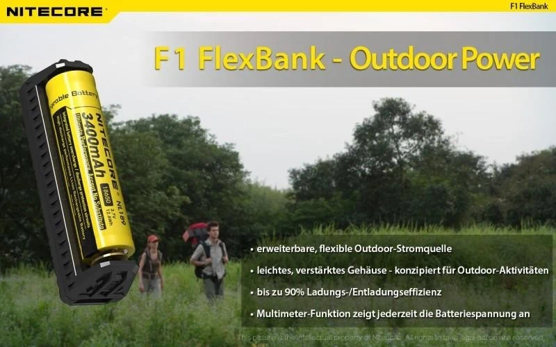 Nitecore F1 FlexBank Outdoor-Ladegerät für Li-Ionen-Akkus