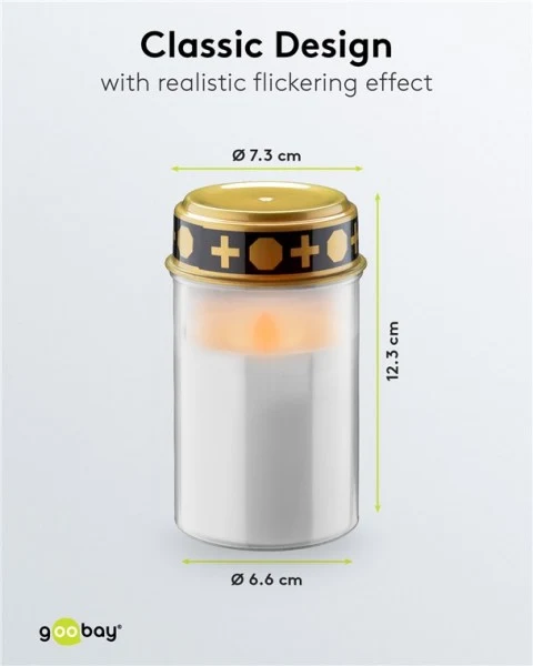 Goobay LED-Grablicht mit realistischem Flackereffekt warmweiß (2700 K) für den Innen- und Außenbereich (IP44)