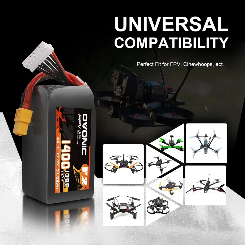 Ovonic 6S 1400mAh 130C 22,2V XT60 Lipo Akku Pack (2 St.)