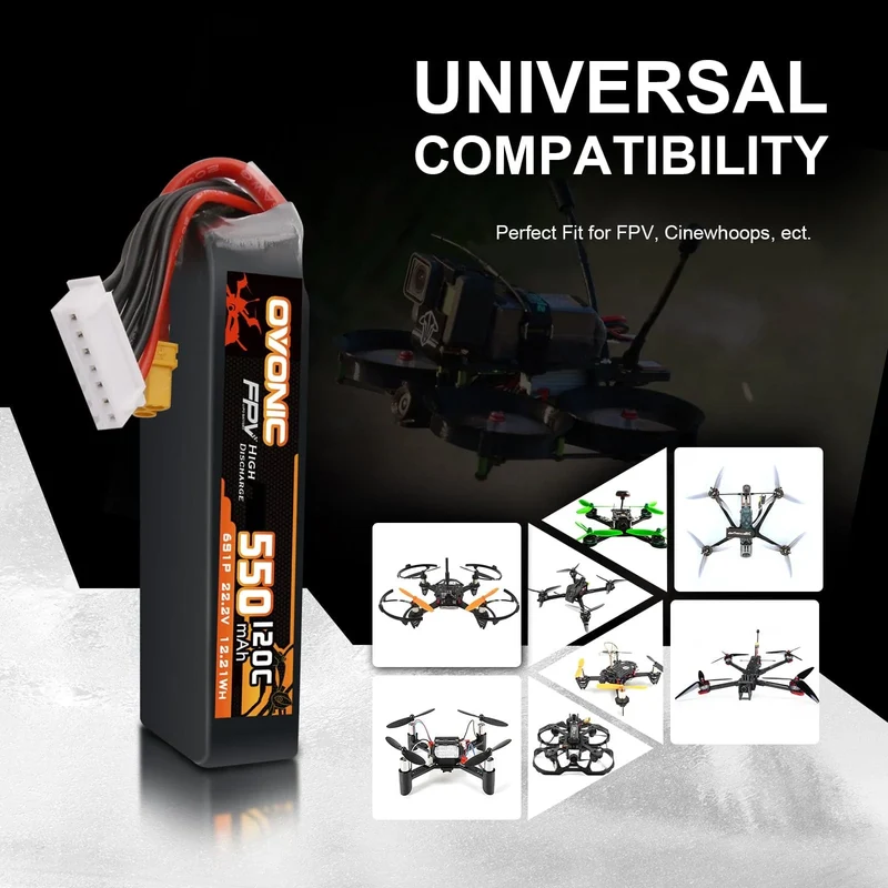 Ovonic 6S 550mAh 120C 22,2V XT30 LiPo Akku (2 St.)