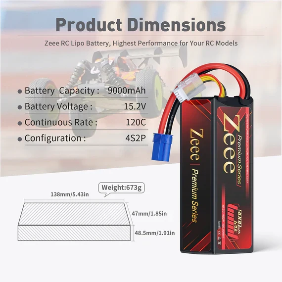 Zeee Premium Series 4S 9000mAh 15,2V 120C Hardcase EC5 (2 Stück)