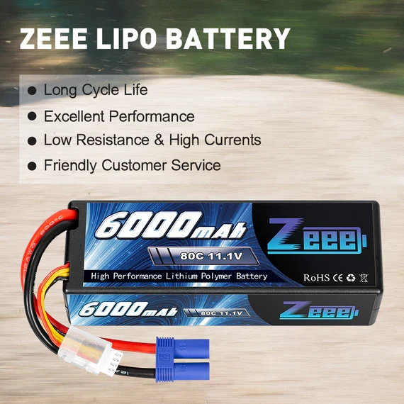 Zeee 3S 6000mAh 11,1V 80C Hardcase EC5 Lipo Akku (2 Stück)