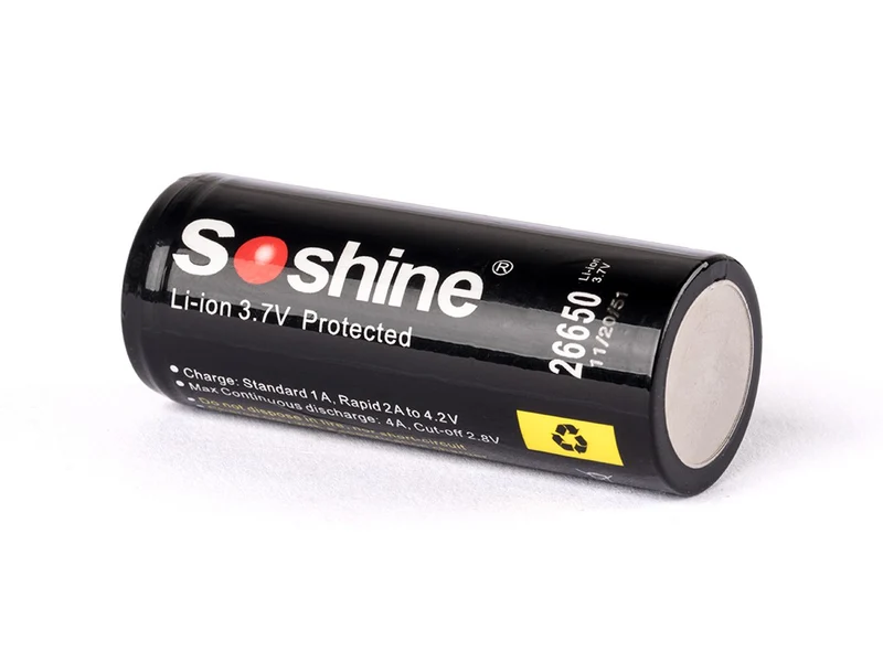 Soshine 26650 5500mAh 3,6V - 3,7V Li-Ion-Akku PCB (Button Top)