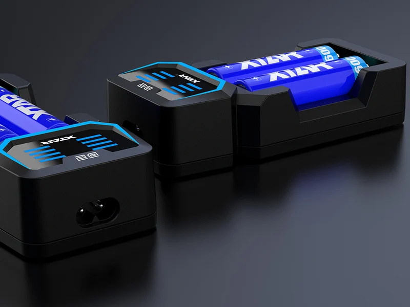 Xtar D2 – Zwei-Schacht Ladegerät für Lithium Ionen Akkus mit integriertem Netzteil