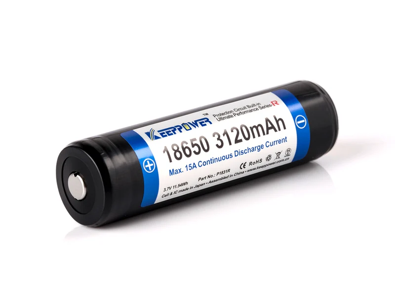 Keeppower R 18650 3120mAh 3,6V - 3,7V Li-Ion-Akku geschützt (Pluspol erhöht)