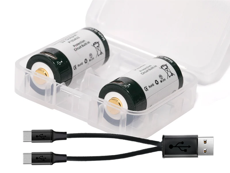 Keeppower RCR123A - 3V - 1000mAh Lithium Ionen Akku (Wiederaufladbar über micro USB)