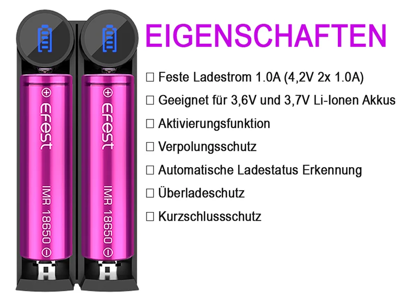 Efest SLIM K2 2-Schacht Li-Ion-Akkuladegerät