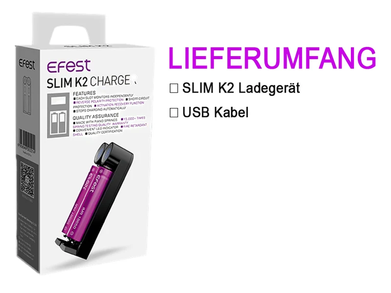 Efest SLIM K2 2-Schacht Li-Ion-Akkuladegerät