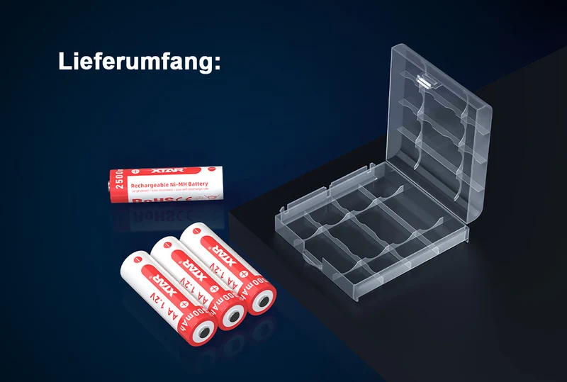 XTAR AA Mignon LR6 NIMH Akku 2500mAh 1,2V (Wiederaufladbar) (4 Stuck)