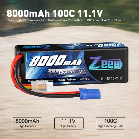 Zeee 3S 8000mAh 11,1V 100C Hardcase EC5 Lipo Akku (2 Stück)
