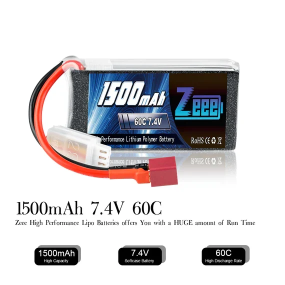 Zeee 2S 1500mAh 7.4V 60C Deans (2 Stück)