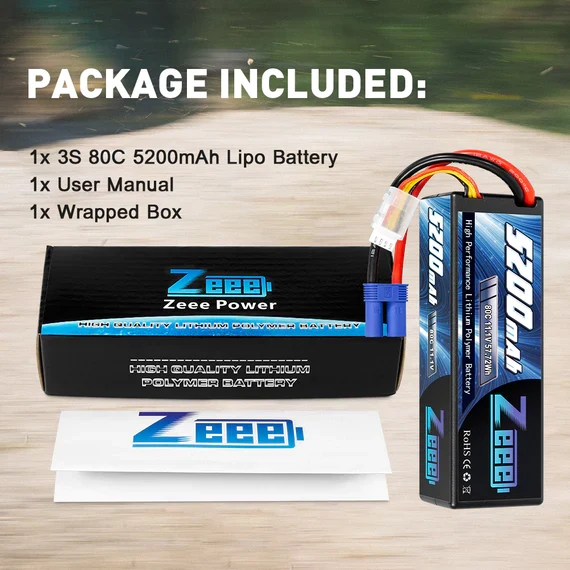 Zeee 3S 5200mAh 11,1V 80C EC5 Hardcase Lipo Akku