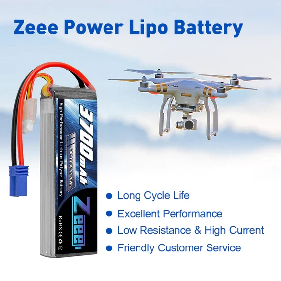 Zeee 4S 3700mAh 14,8V 60C EC5 Lipo Akku (2 Stück)