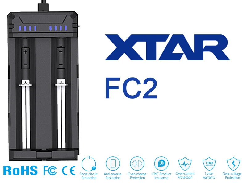 Xtar FC2 Ladegerät Li-Ion NiMh/NiCd-Akkus USB-C