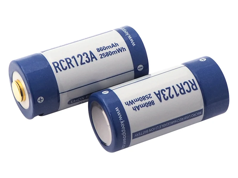 Keeppower RCR123A 3V Lithium Ionen Akku (Wiederaufladbar über micro USB)