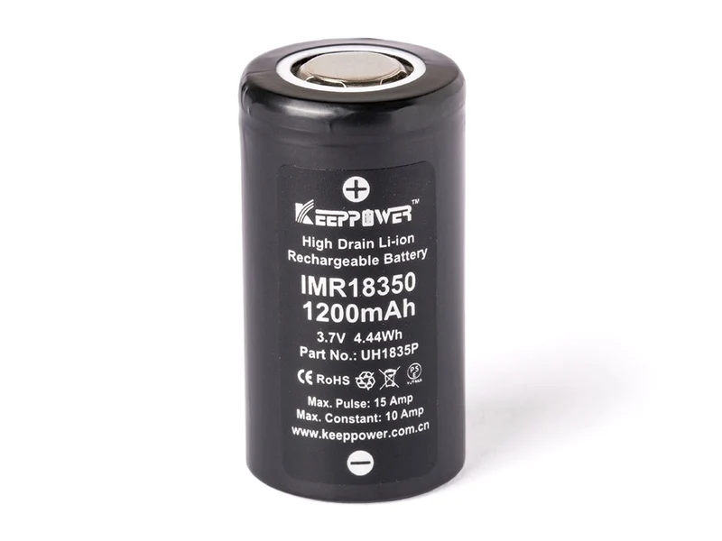Keeppower IMR18350 - 1200mAh 10A (15A), 3,6V - 3,7V Li-Ionen-Akku