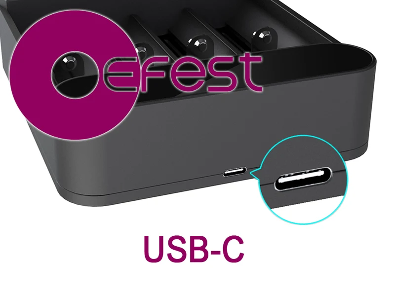 Efest SLIM K4 Ladegerät für Li-Ionen 3,6V - 3,7V Rundzellen Wiederaufladbar
