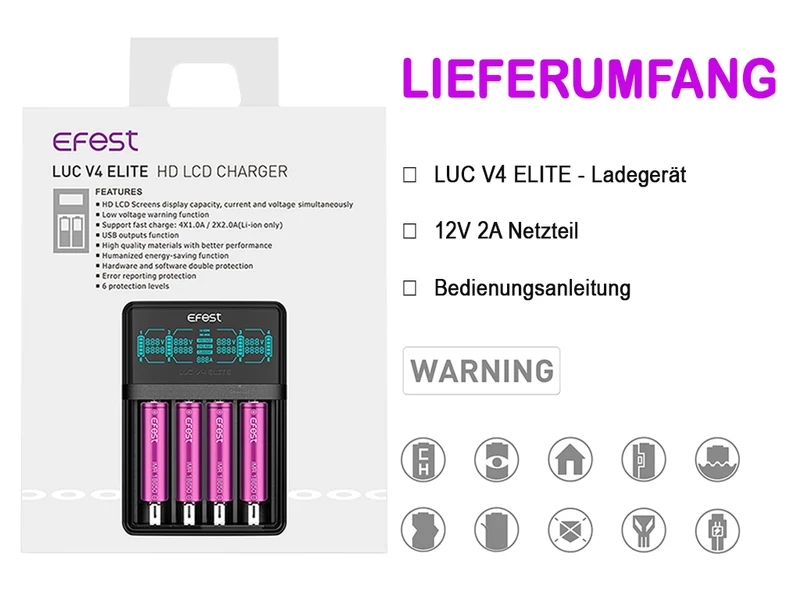 Efest LUC V4 Elite Ladegerät für Li-Ion und NiMh/NiCD Akku
