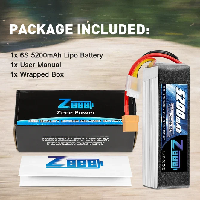 Zeee 6S 5200mAh 22.2V 50C XT90 Lipo Akku