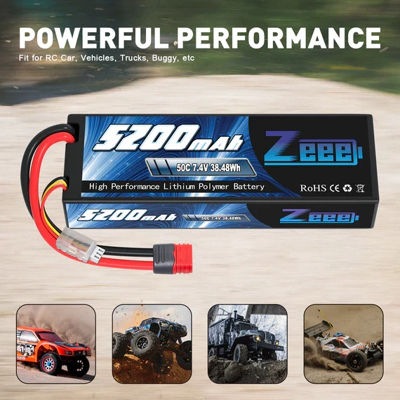 Zeee 2S 5200mAh 7,4V 50C Deans T-Stecker Hardcase (2 Stück)