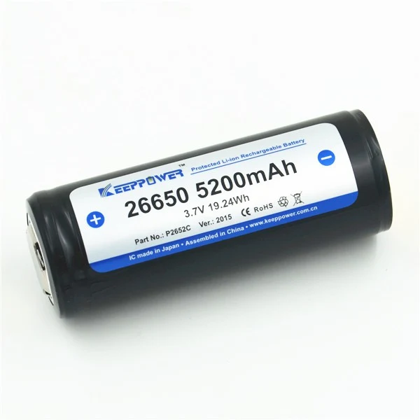 Keeppower 26650 - 5200mAh, 3,6V - 3,7V Li-Ion-Akku PCB geschützt