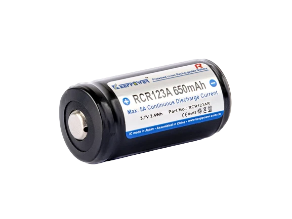 Keeppower RCR123AR - 650mAh R-Serie bis 5A 3,6V - 3,7V Li-Ionen-Akku geschützt