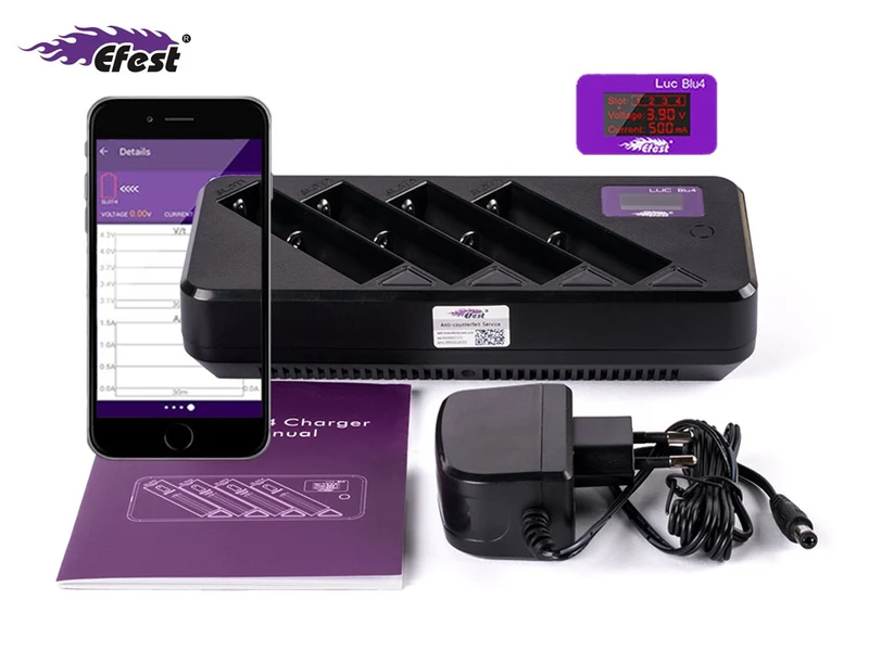 RESTPOSTEN Efest LUC Blu4 - Li-Ion-Akkulader mit Smartphone-App