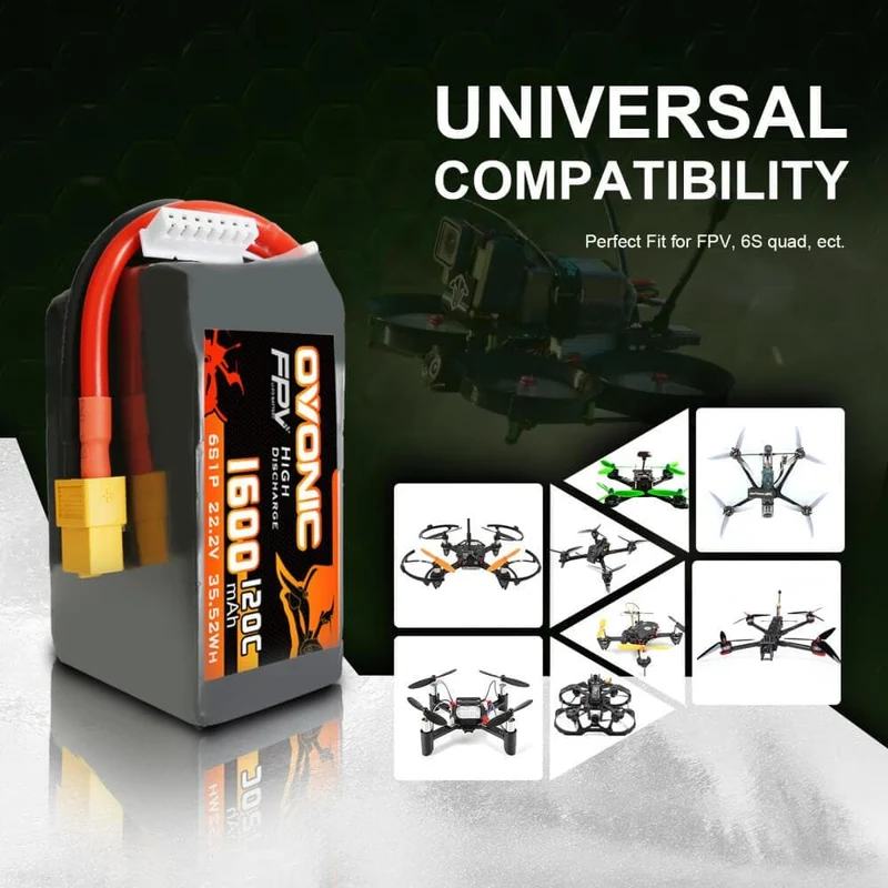 Ovonic FPV 6S 1600mAh 22,2V 120C XT60 (4 Stück)