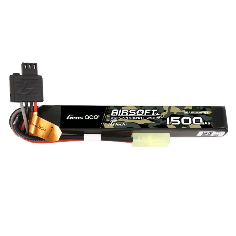 Gens Ace G-Tech 2S 1500mAh 2S1P 25C 7.4V Airsoft Lipo Mini Tamiya Stecker