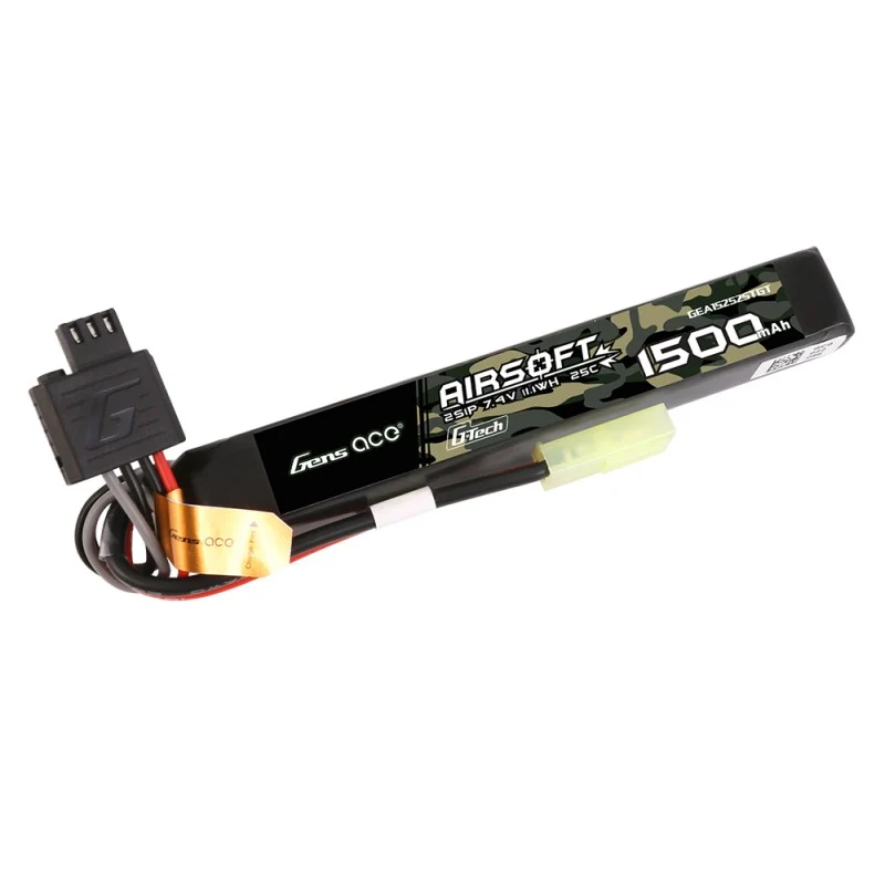 Gens Ace G-Tech 2S 1500mAh 2S1P 25C 7.4V Airsoft Lipo Mini Tamiya Stecker