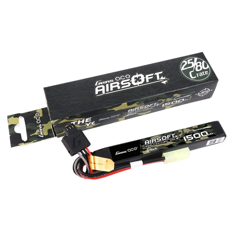 Gens Ace G-Tech 2S 1500mAh 2S1P 25C 7.4V Airsoft Lipo Mini Tamiya Stecker