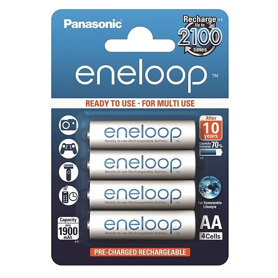 Eneloop Panasonic Ni-MH Akku 1900mAh AA 1,2V - 4er Blister BK-3MCCE/4BE