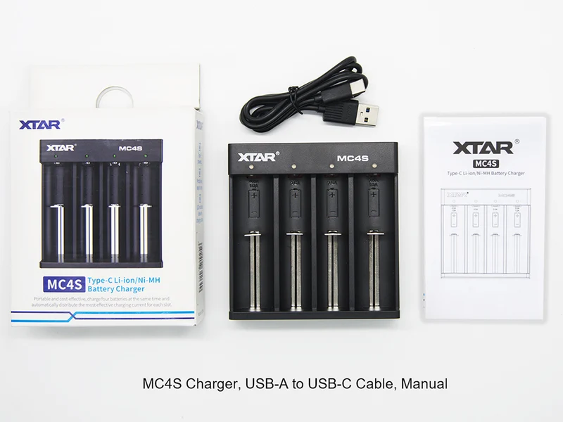 Xtar MC4S – kompaktes 4-Schacht Ladegerät für Li-Ion und Ni/MH Akkus