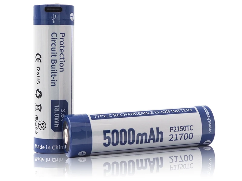 Keeppower 21700 5000mAh Li-Ionen 3,7V PCB geschützt USB-C Lademöglichkeit P2150TC