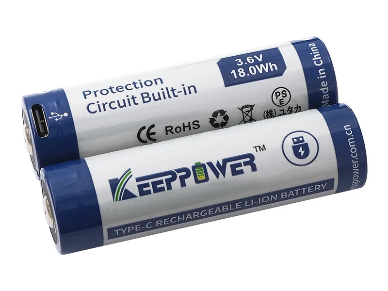 Keeppower 21700 5000mAh Li-Ionen 3,7V PCB geschützt USB-C Lademöglichkeit P2150TC